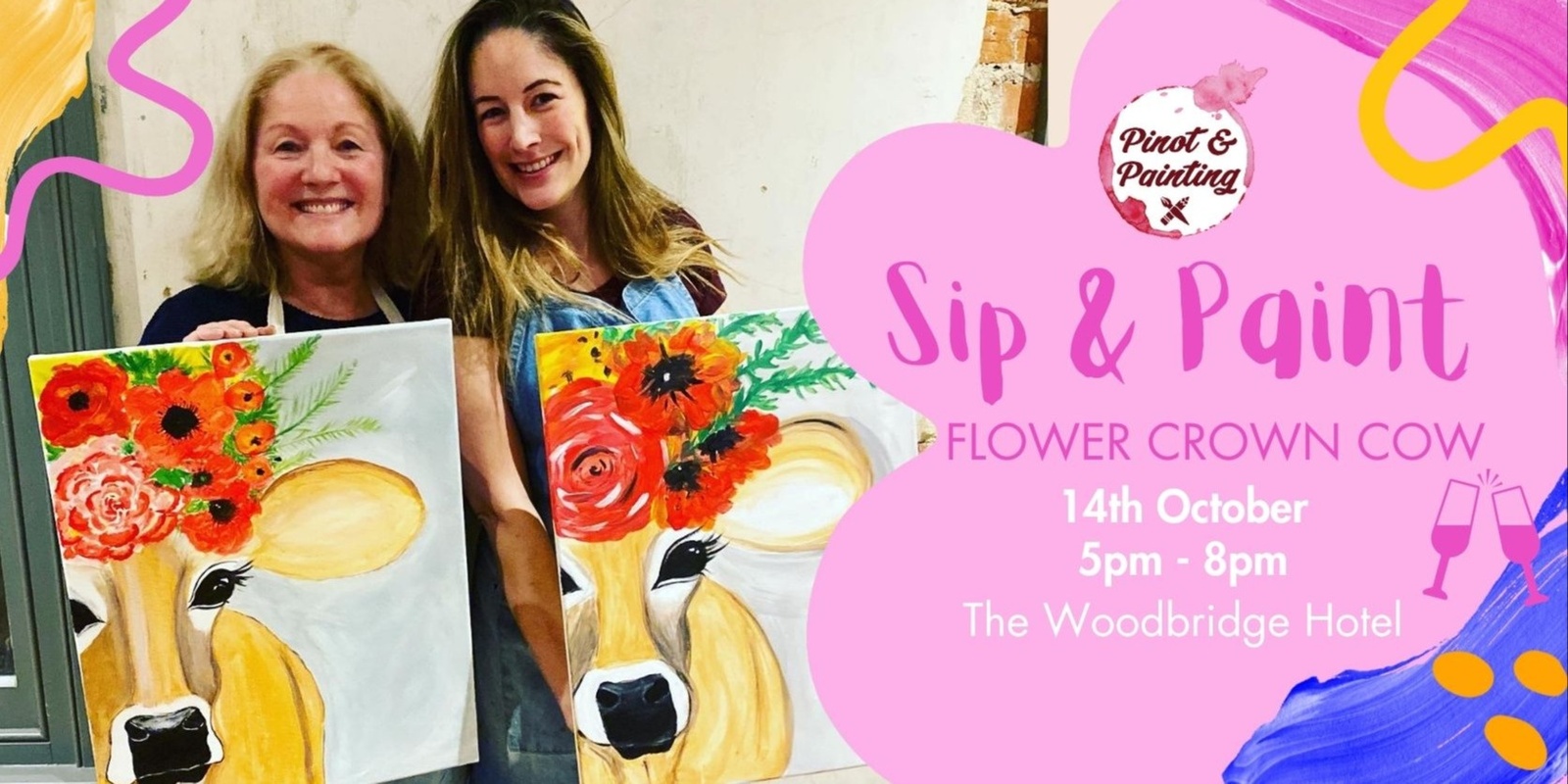 Banner image for Paint & Sip: Flower Crown Cow @ Woodbridge Hotel