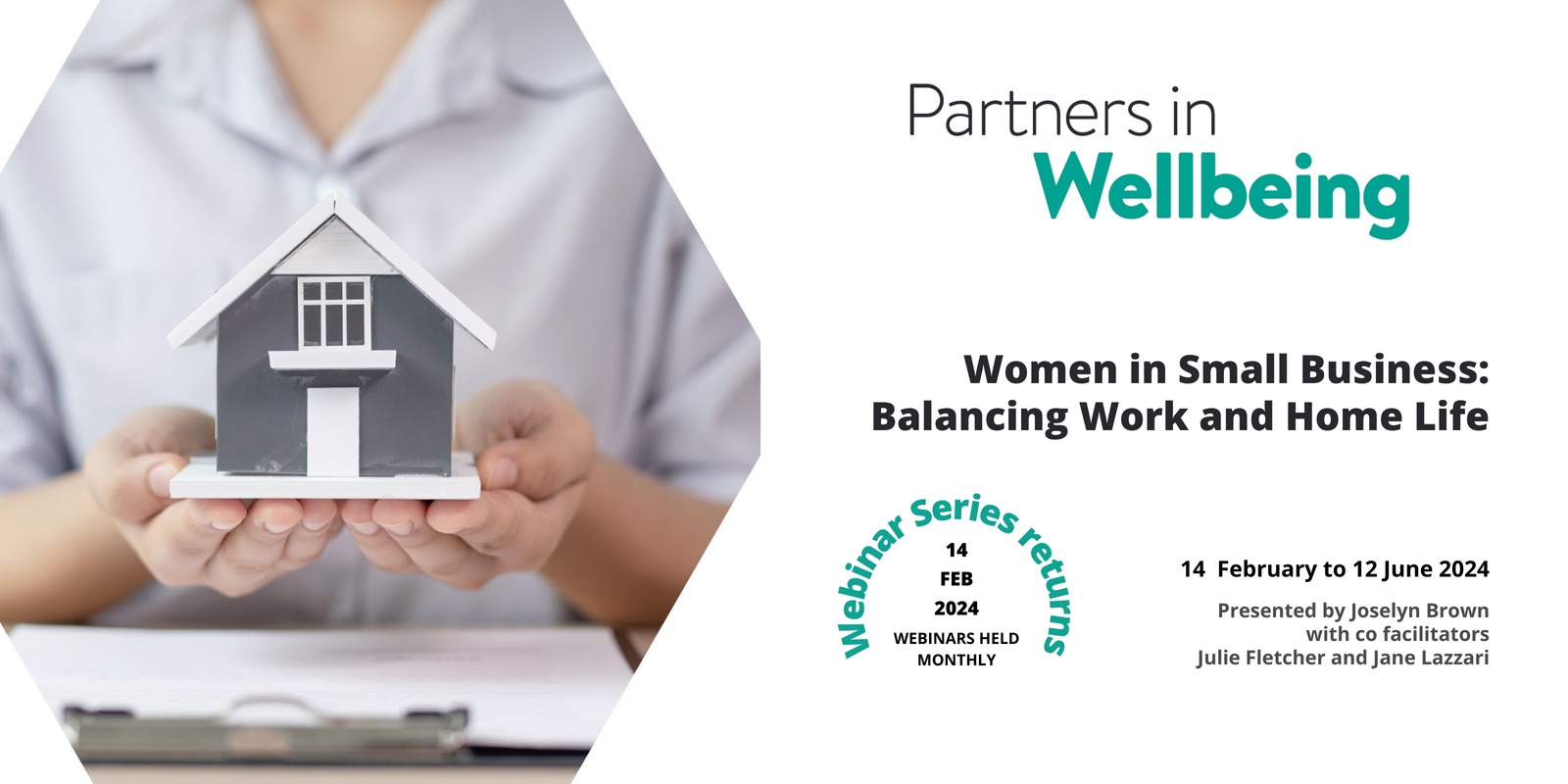Banner image for Partners in Wellbeing presents Webinar series for Women in Small Business