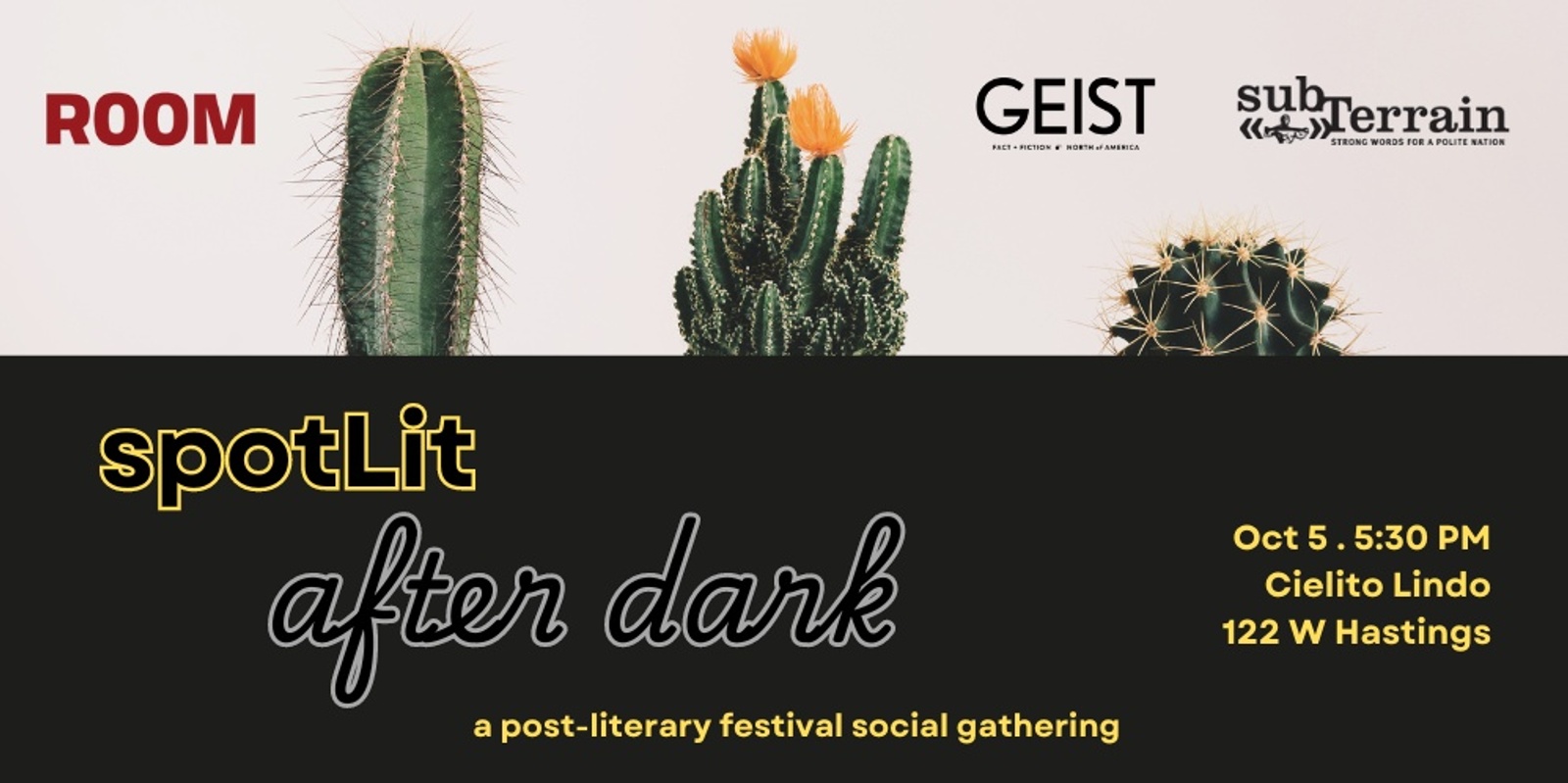 Banner image for SpotLit After Dark: A Post-Literary Festival Gathering