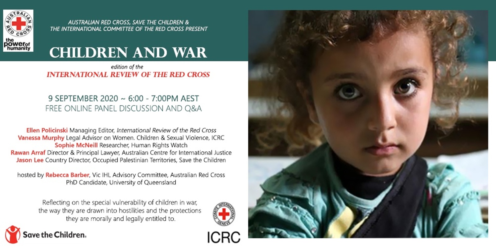 Banner image for Australian Red Cross, Save the Children Australia & the ICRC present: Children and War