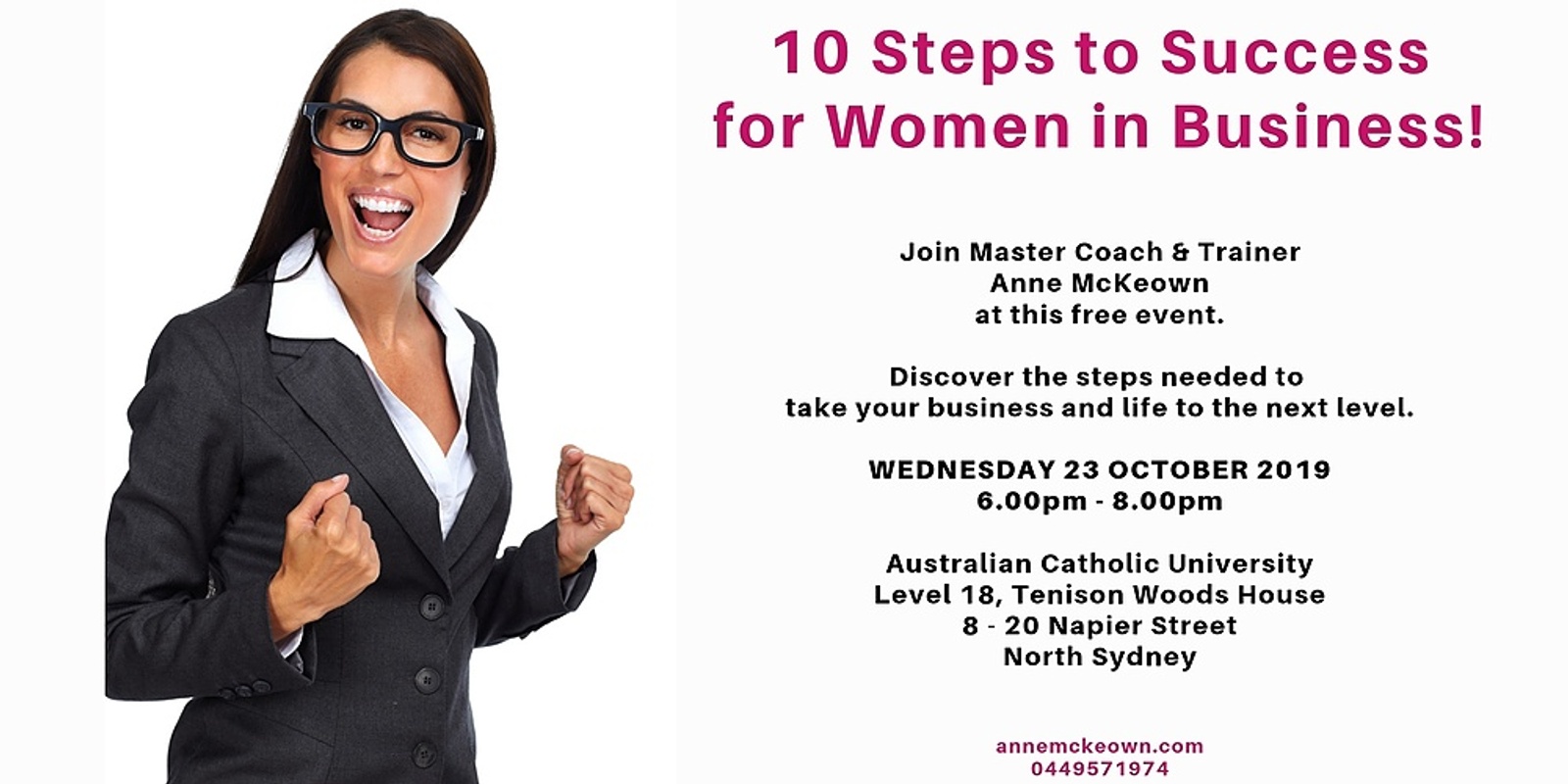 Banner image for 10 Steps to Success for Women in Business