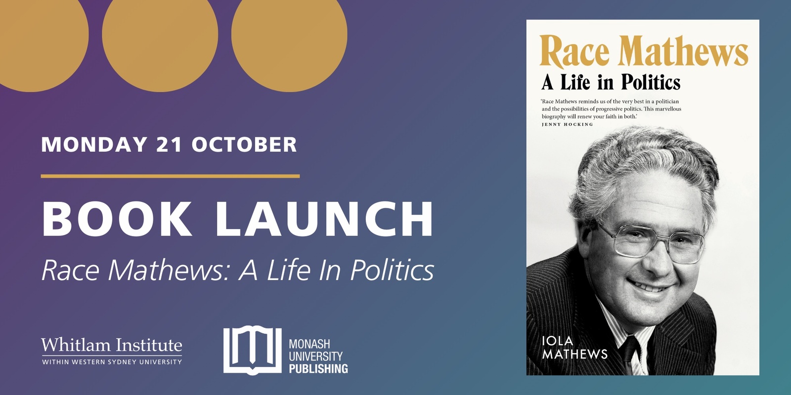 Banner image for Book Launch | Race Mathews: A Life in Politics