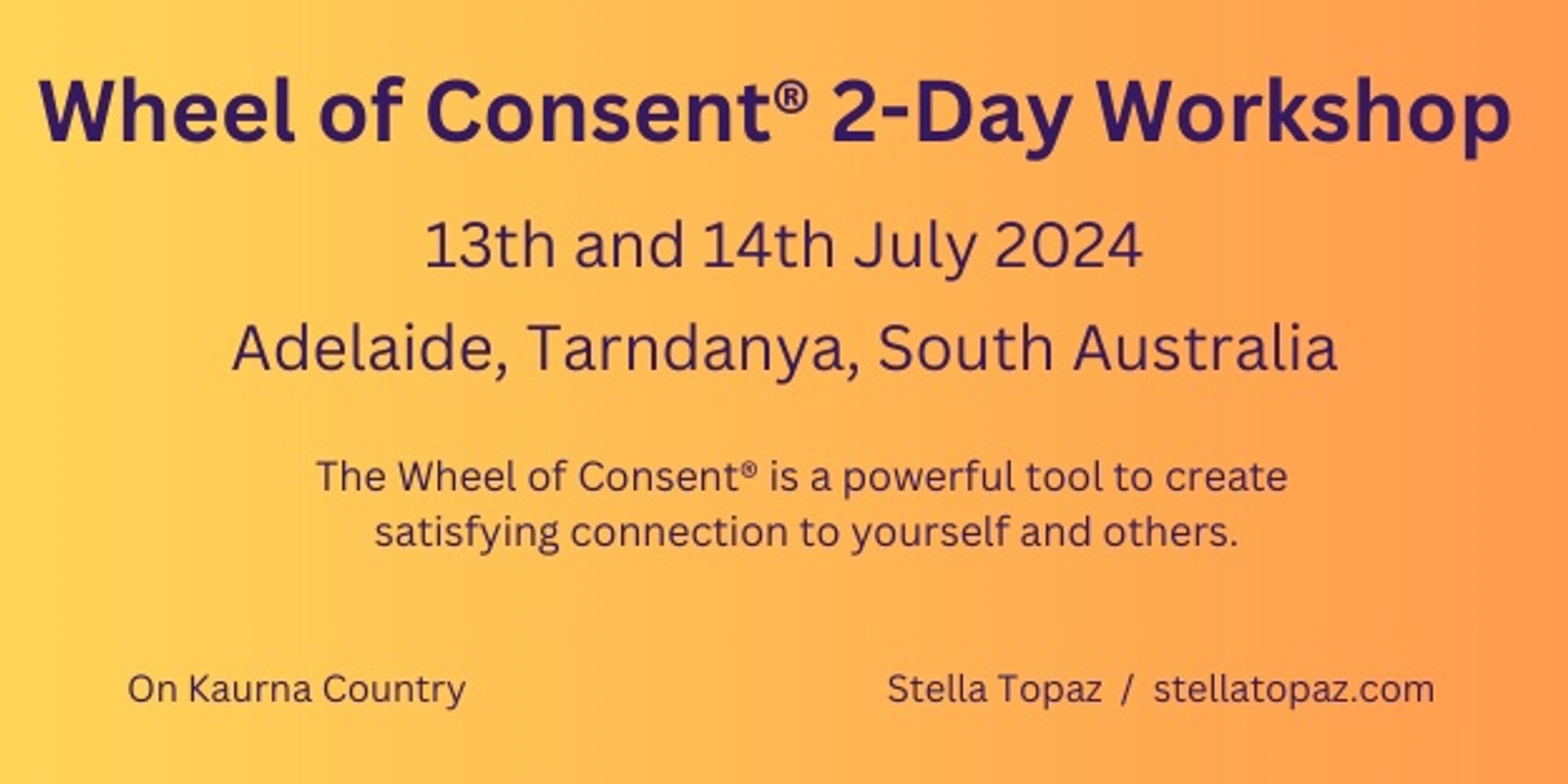 Banner image for Wheel of Consent® 2-day Workshop: Adelaide, Tarndanya