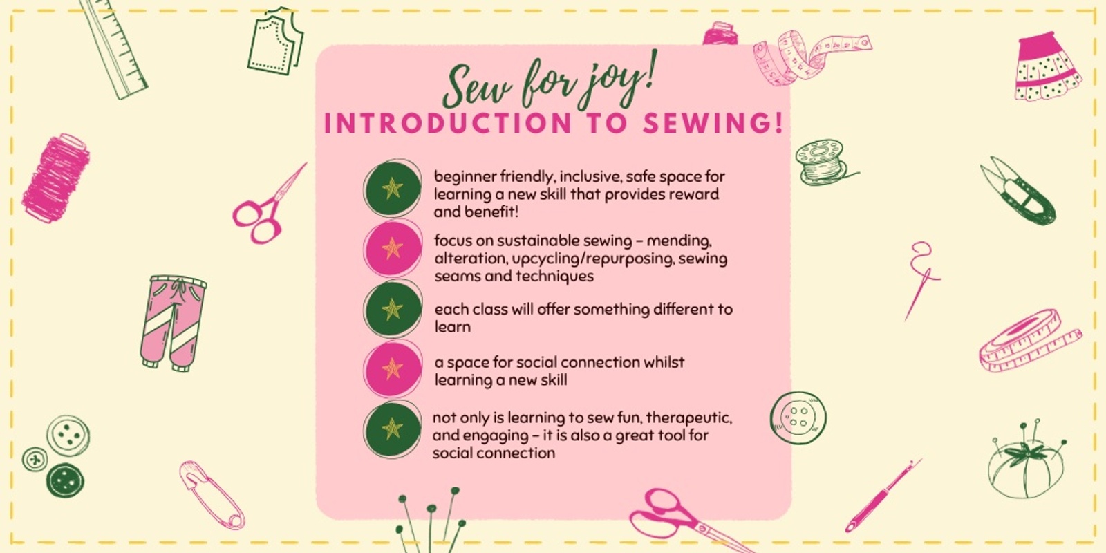 Banner image for Sew for JOY! - Introduction to sewing!