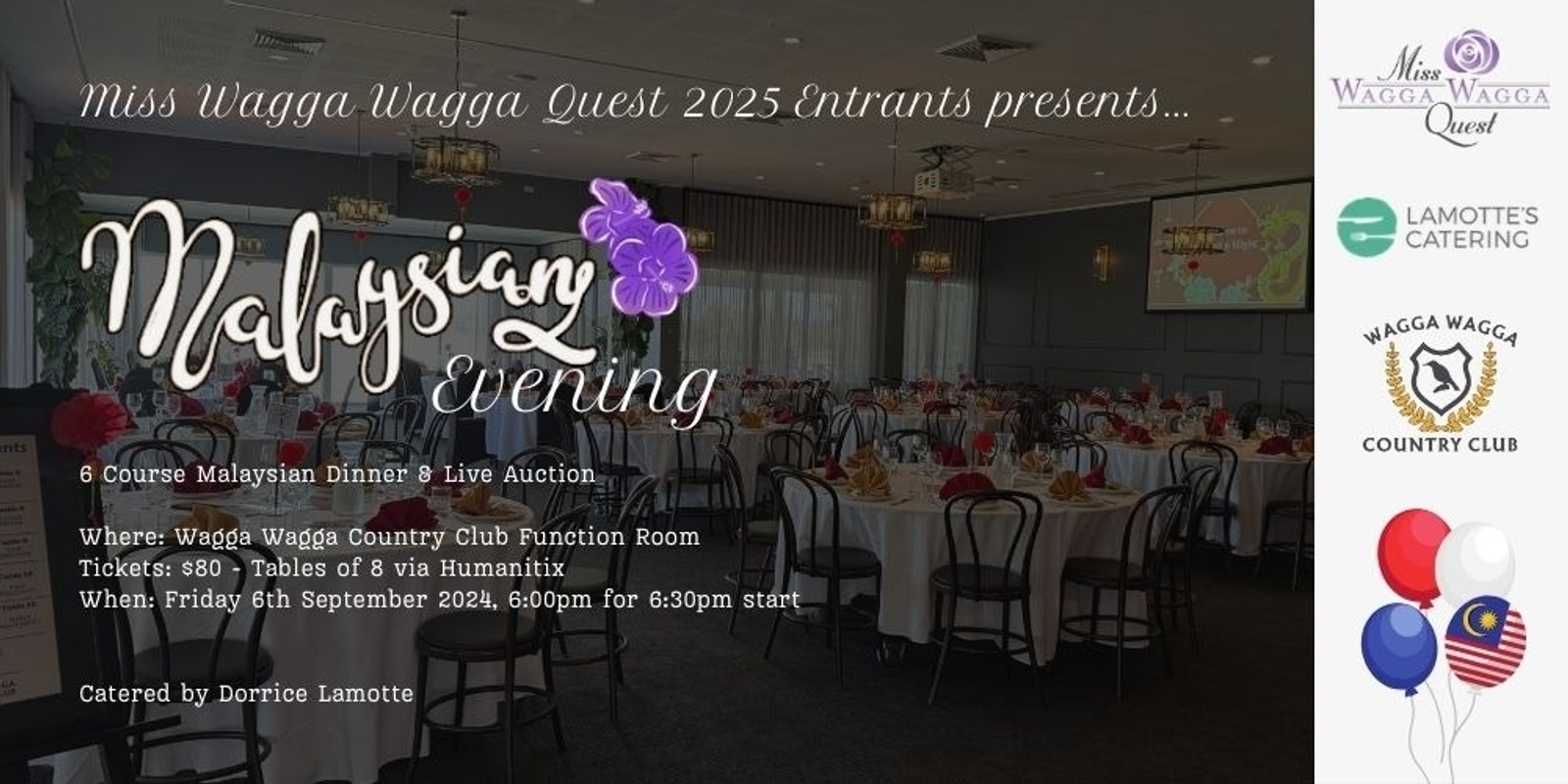 Banner image for Malaysian Evening - Miss Wagga Wagga Quest 2025 Entrants