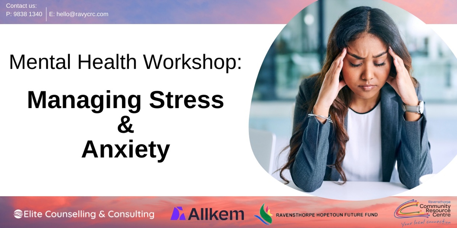 Banner image for Mental Health Workshop - Managing Stress & Anxiety
