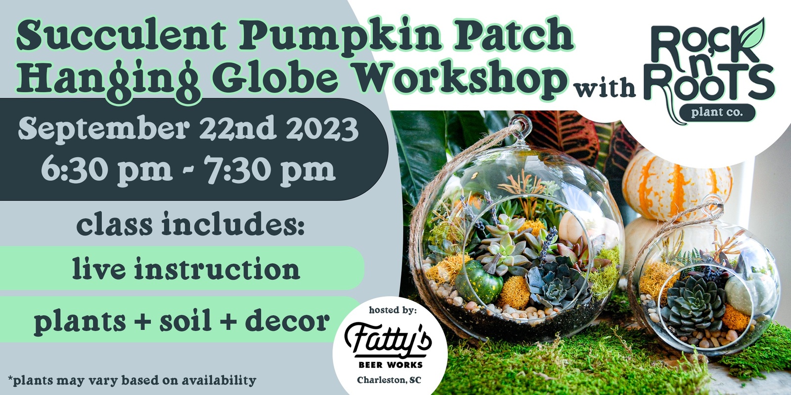 Banner image for Succulent Pumpkin Patch Globe Workshop at Fatty's Beer Works (Charleston, SC)