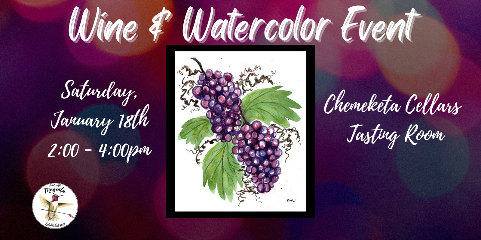 Banner image for New Year Wine & Watercolor at Chemeketa Cellars