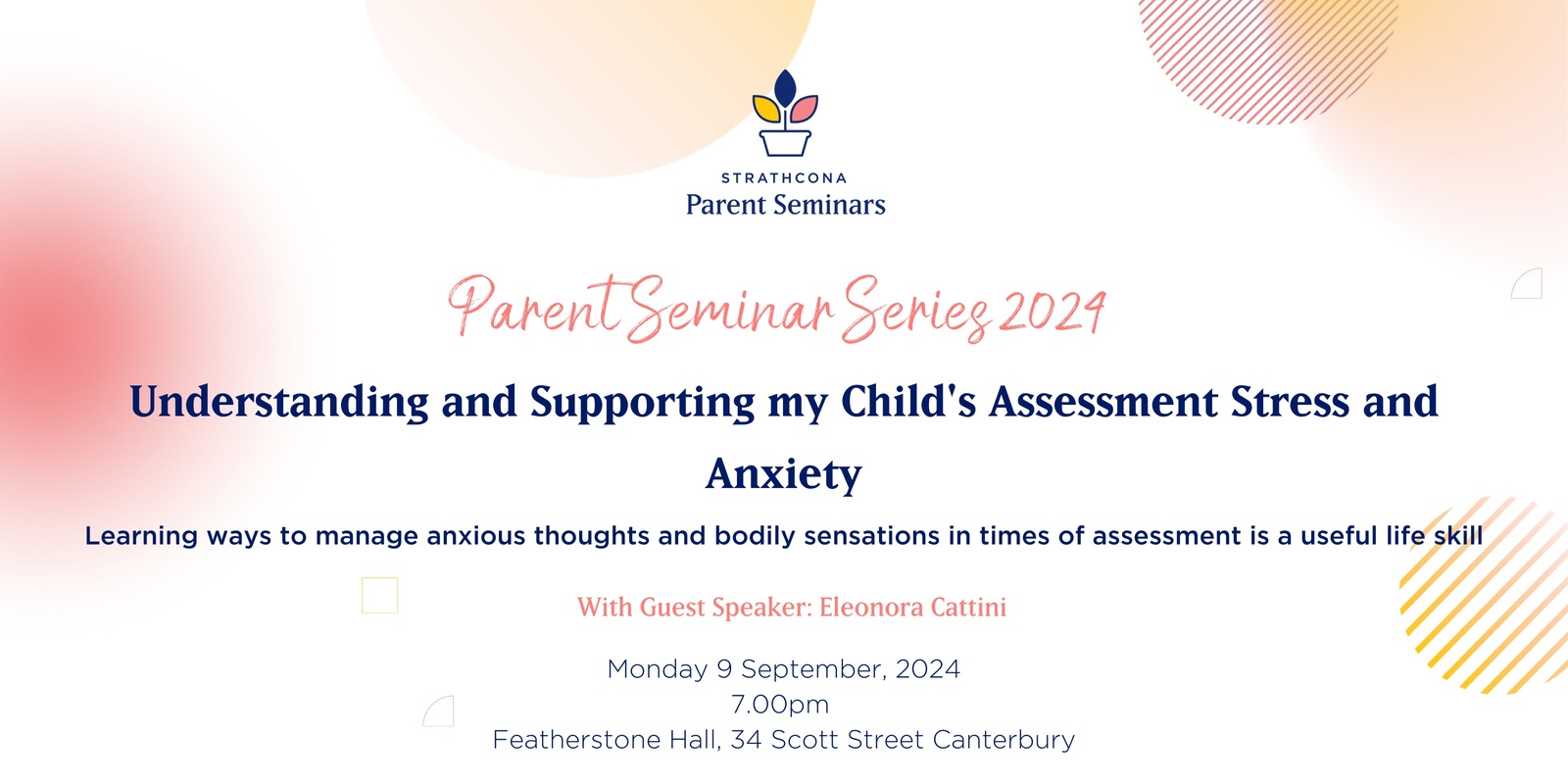 Banner image for Parent Seminar Series 2024: Understanding and supporting my child's assessment stress and anxiety