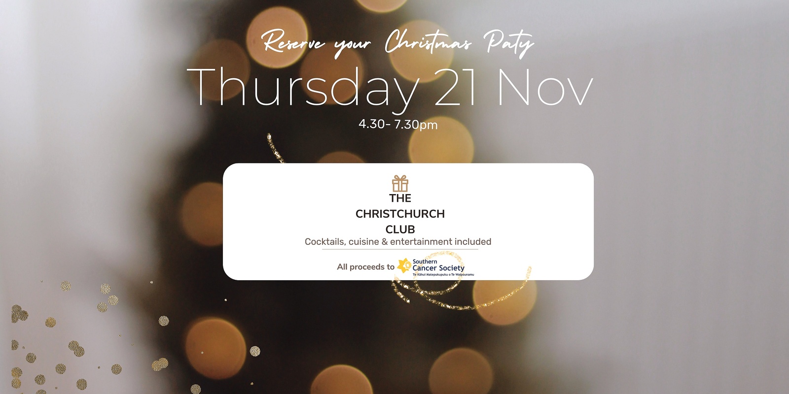 Banner image for Christmas Soirée with the Southern Cancer Society!