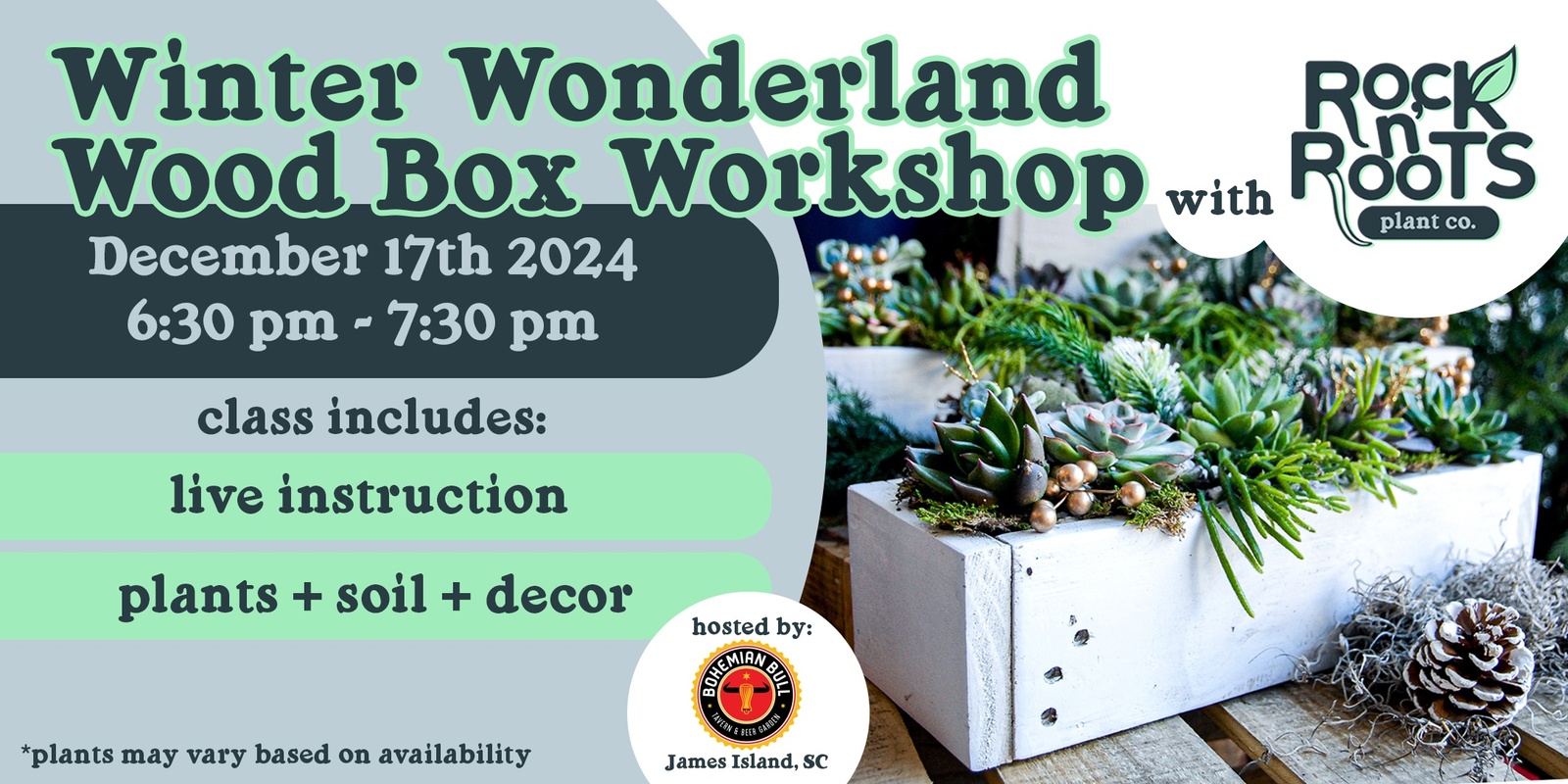 Banner image for Winter Wonderland Wood Box Workshop at Bohemian Bull (James Island, SC)