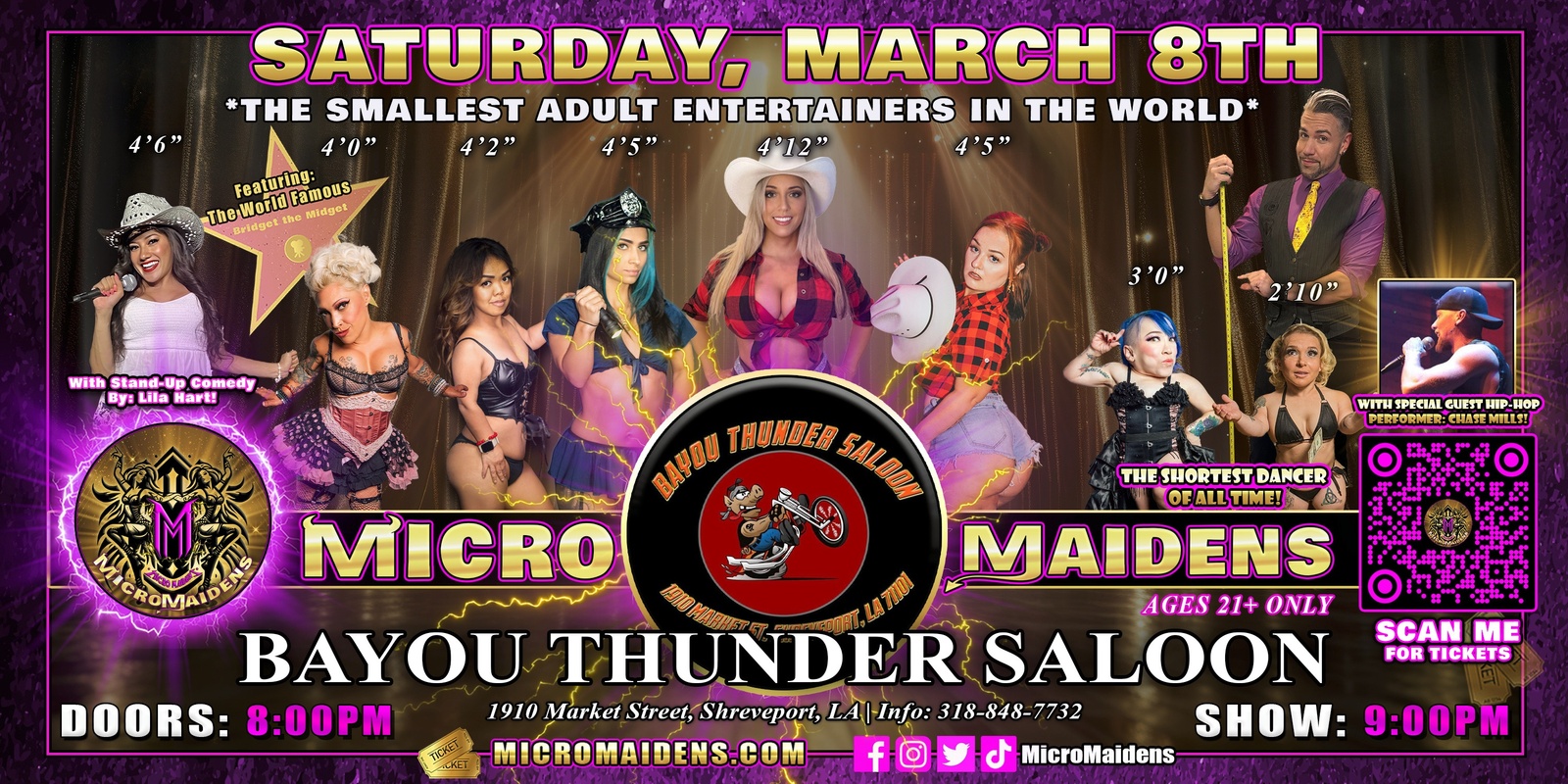 Banner image for Shreveport, LA - Micro Maidens: Dwarf Dancers @ Bayou Thunder Saloon "The Only Micro Revue in the World!"