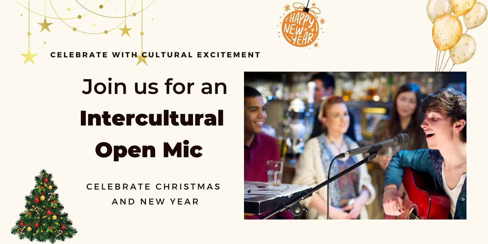 Banner image for Intercultural Christmas and New Year Celebration Open Mic 