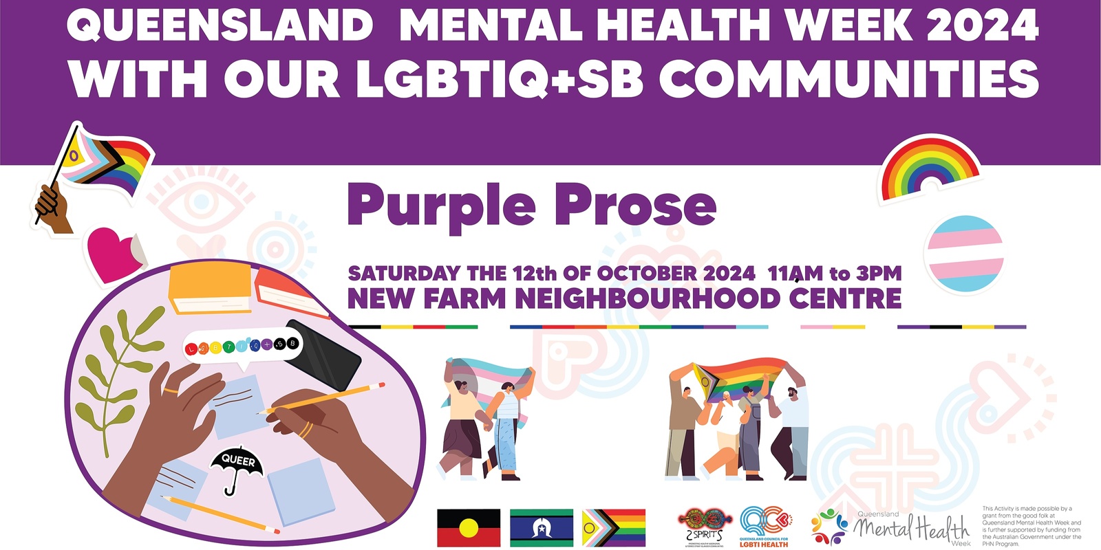 Banner image for Purple Prose: Connect for Mental Health with our LGBTIQ+SB communities