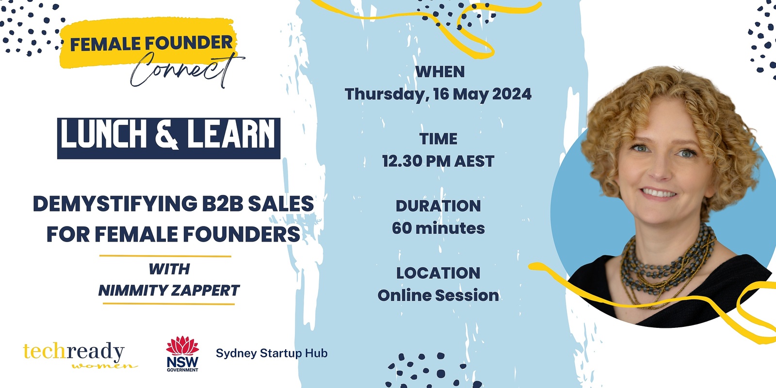 Banner image for TRW Female Founder Connect Lunch & Learn | Demystifying B2B Sales for Female Founders