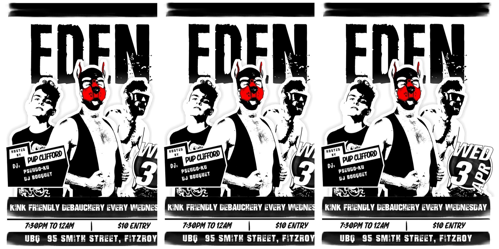 Banner image for EDEN Wednesday 3 April 2024 ft. Pseudo-ku + DJ Bouquet | Hosted by Pup Clifford!