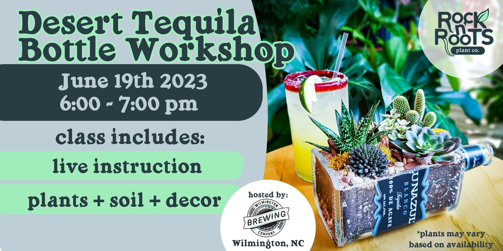 Banner image for Desert Tequila Bottle Workshop at Wilmington Brewing Company (Wilmington, NC)
