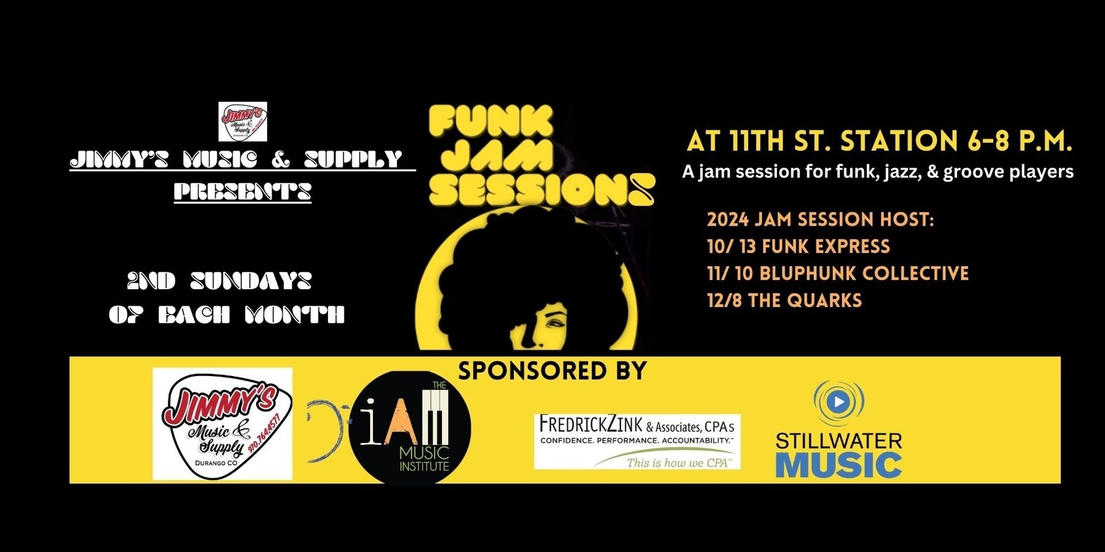 Banner image for Funk Jam Sessions presented by Jimmy's Music & Supply