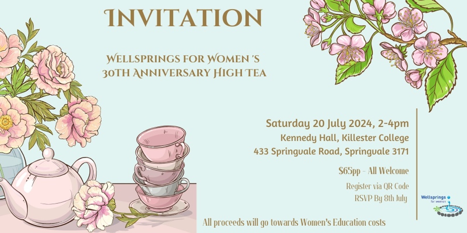 Banner image for Wellsprings for Women Fundraising High Tea 2024