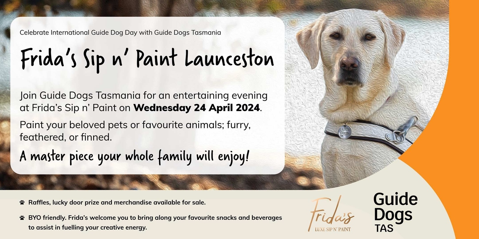 Banner image for International Guide Dog Day @ Frida's Sip n' Paint Launceston