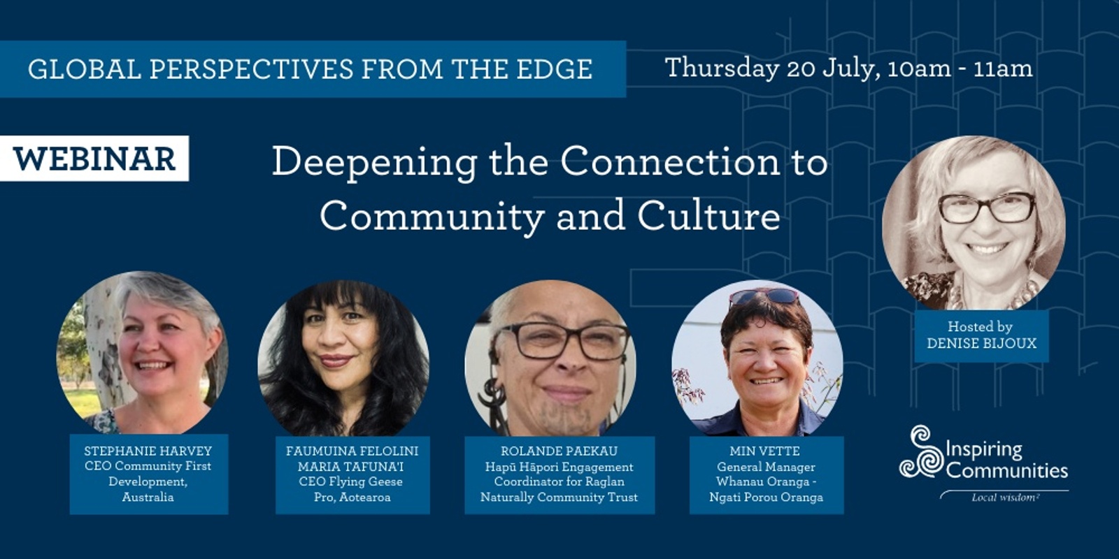 Banner image for WEBINAR: Global Perspectives From the Edge – Deepening the Connection to Community and Culture