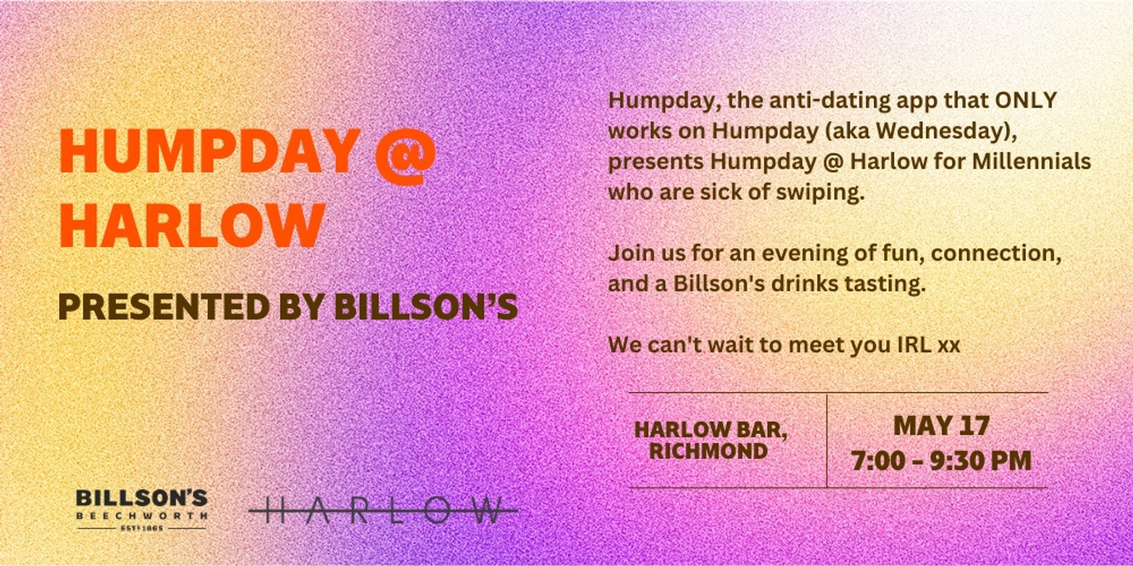 Banner image for Humpday @ Harlow presented by Billson’s 