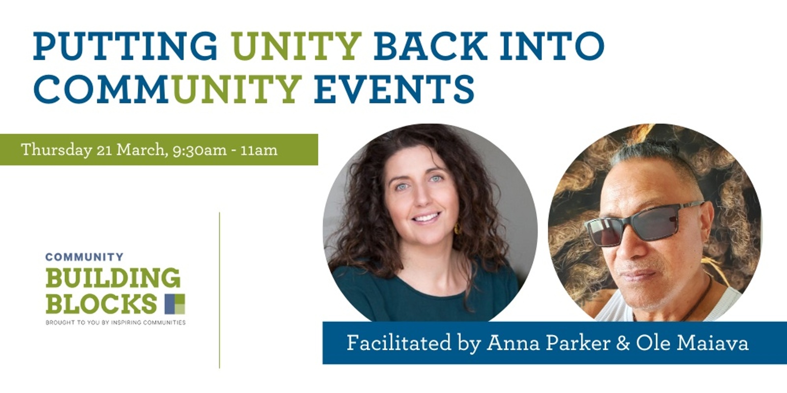 Banner image for Putting Unity back into CommUnity Events  - Community Building Block - NOTE NEW DATE
