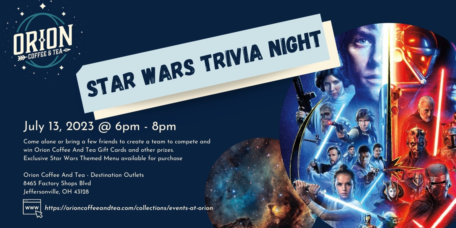 Banner image for Star Wars Trivia at Orion Coffee And Tea - Destination Outlets
