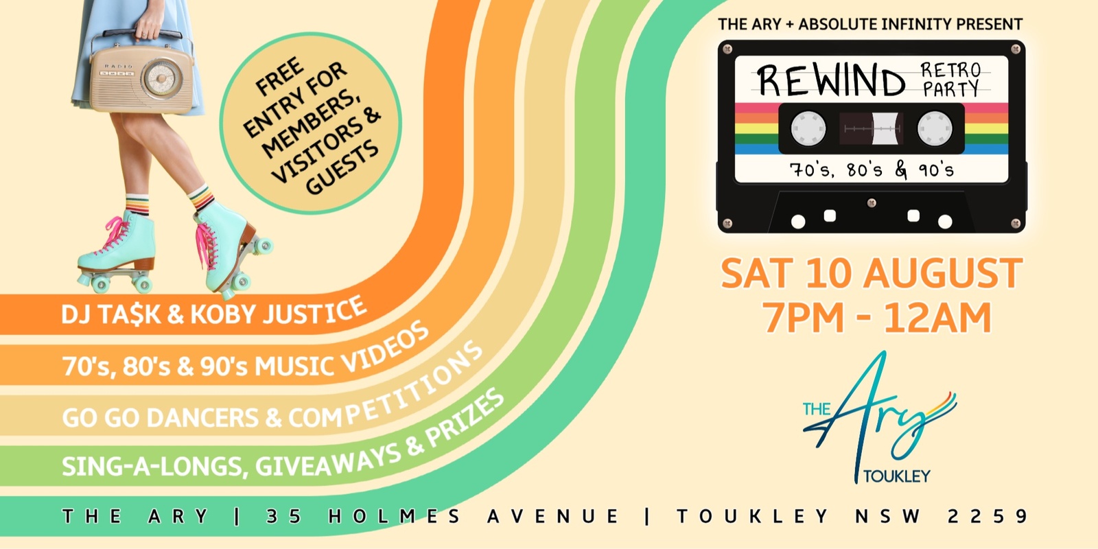 Banner image for REWIND Retro Party @ The Ary Toukley