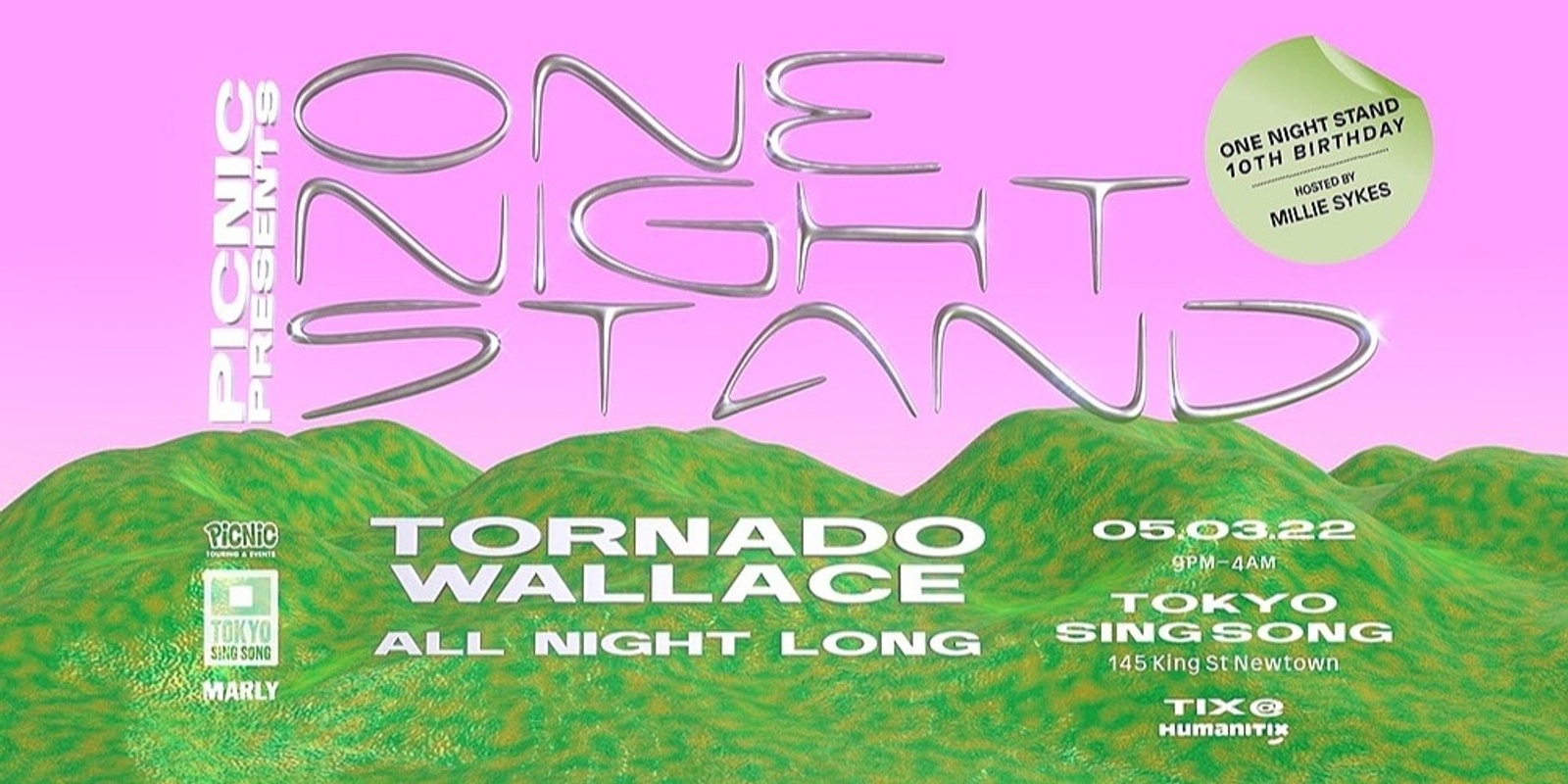 Banner image for Picnic One Night Stand | Tornado Wallace | Hosted by Millie Sykes 