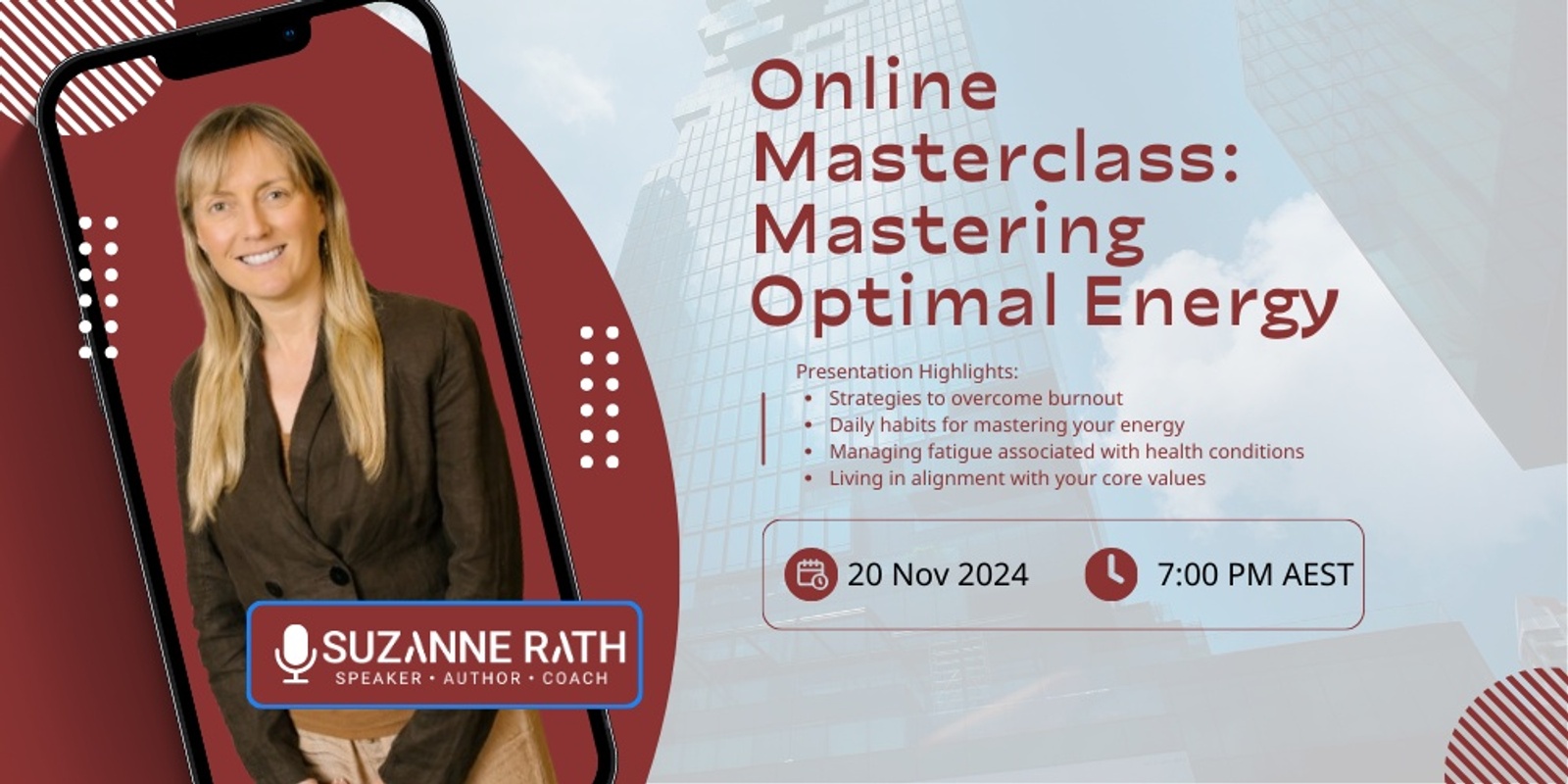 Banner image for Online Masterclass: Mastering Optimal Energy