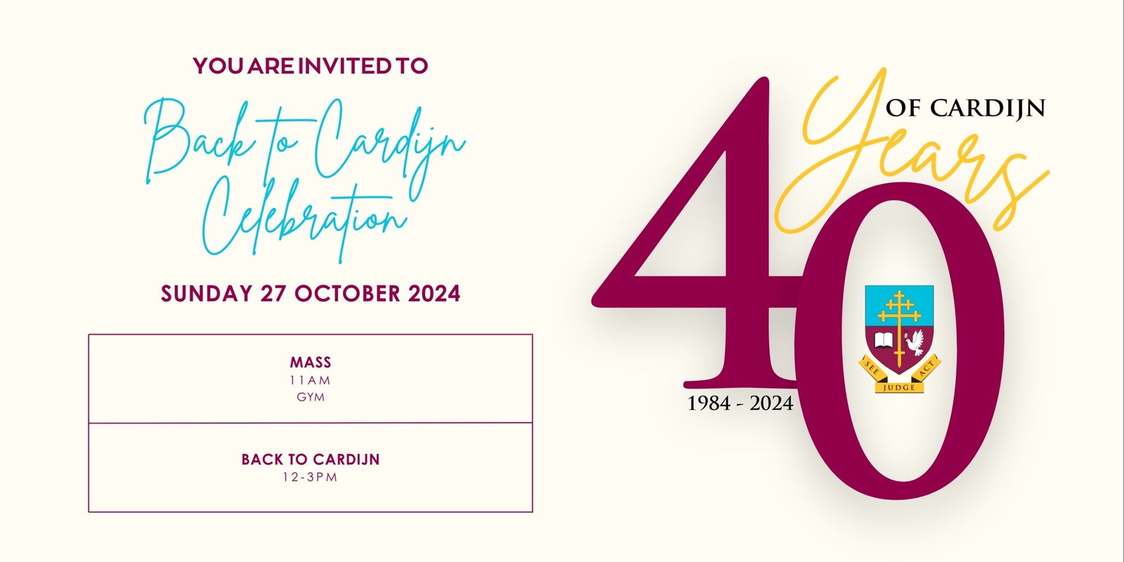 Banner image for Back to Cardijn | 40 Years of Cardijn College