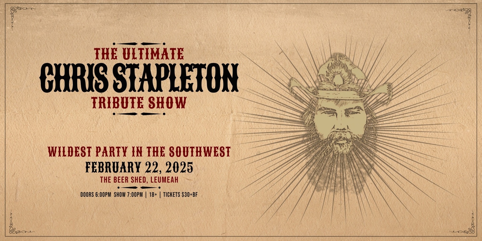 Banner image for The Ultimate Chris Stapleton Tribute Show at The Beer Shed