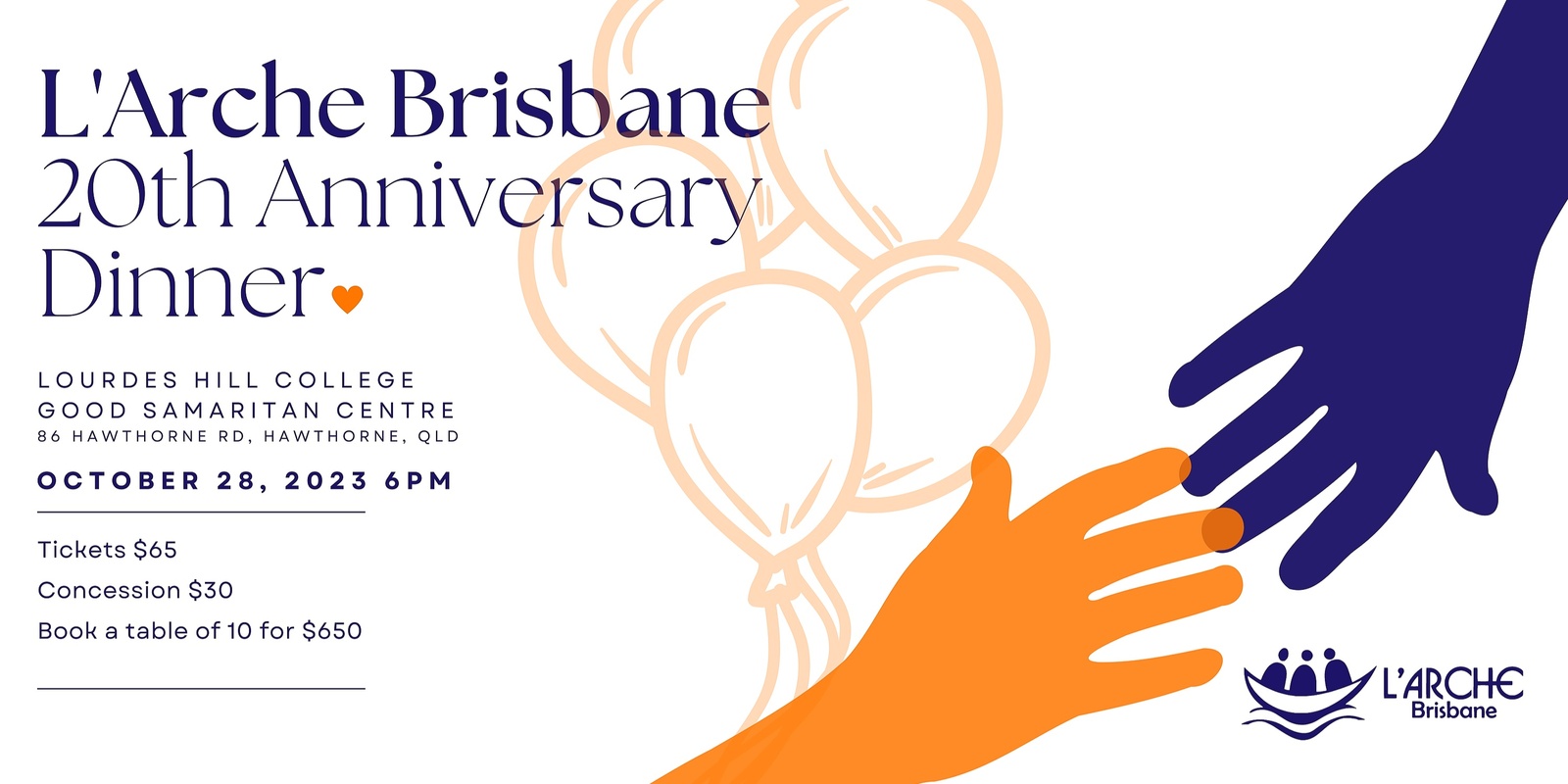 L Arche Brisbane 20th Anniversary Dinner Humanitix