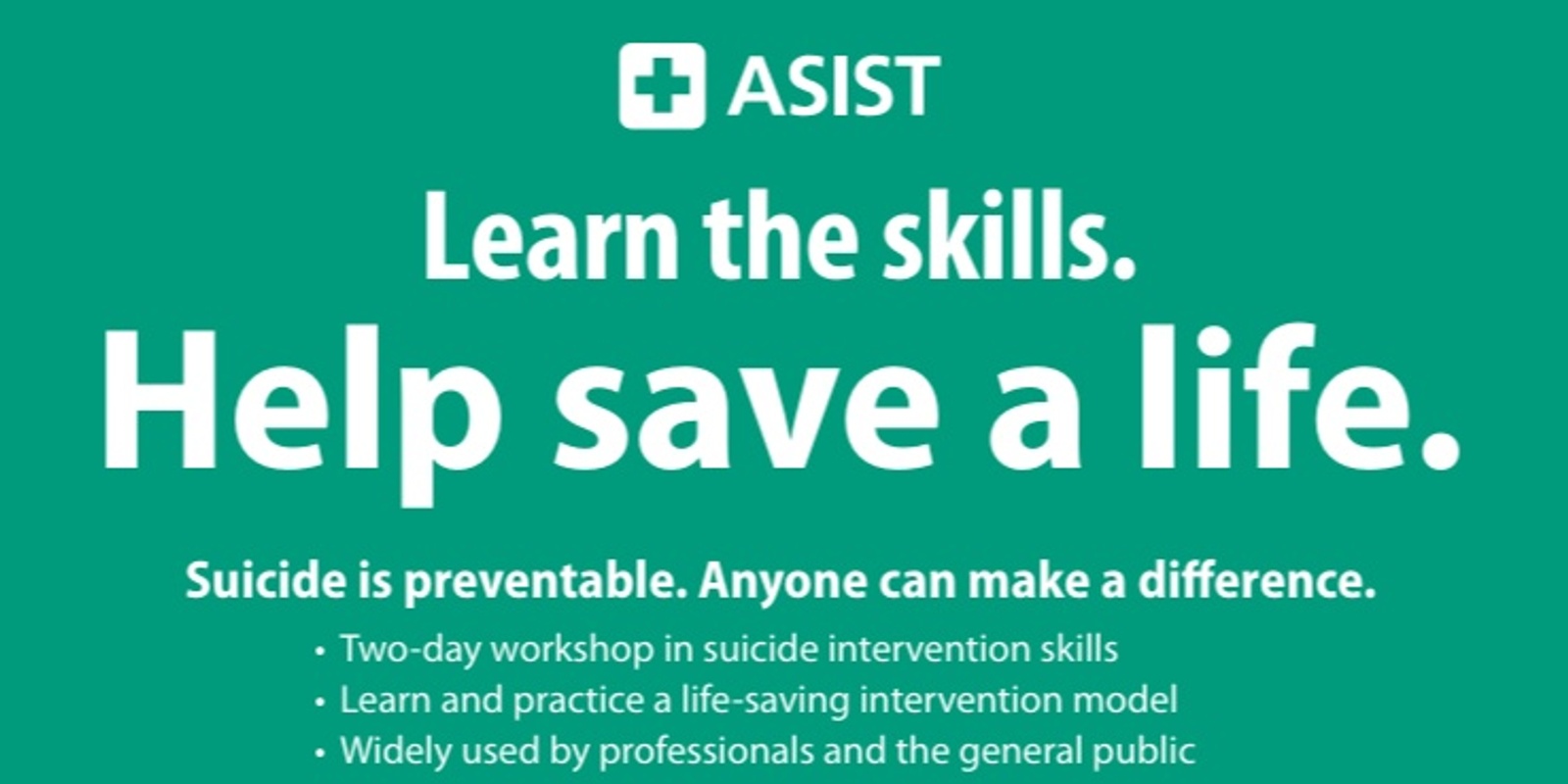 Banner image for Applied Suicide Intervention Skills Training (ASIST) 22-23 June