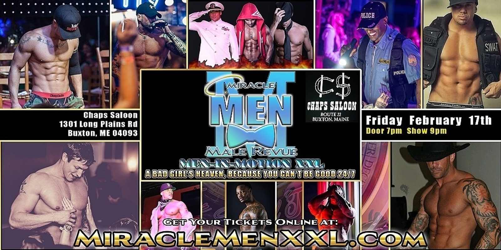 Banner image for Buxton, ME - Miracle Men-In-Motion XXL: A Bad Girl's Heaven, Because You Can't Be Good 27/4!