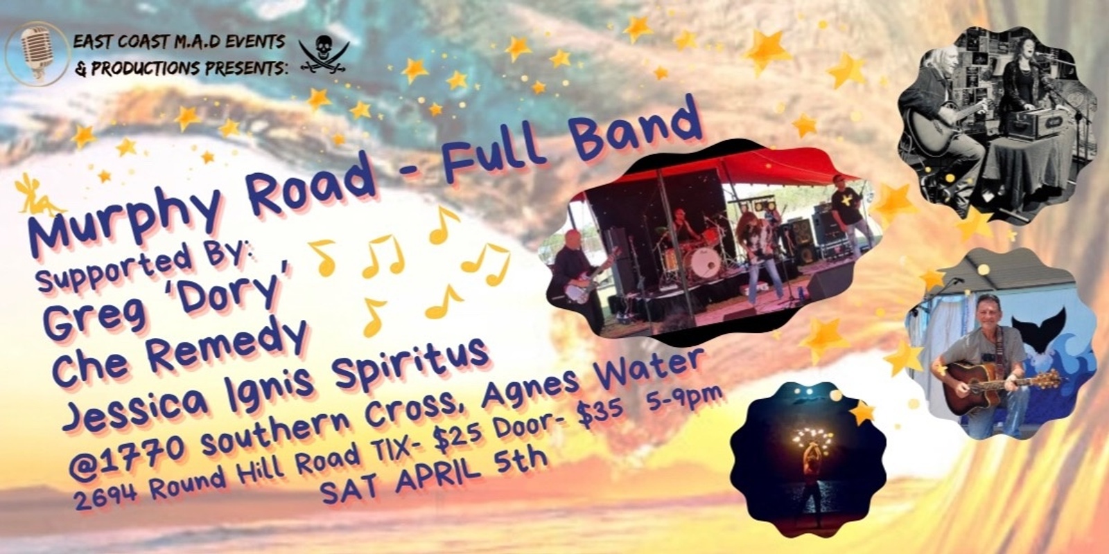 Banner image for Murphy Road full band, Che Remedy & Dory live music event @ 1770 Southern Cross