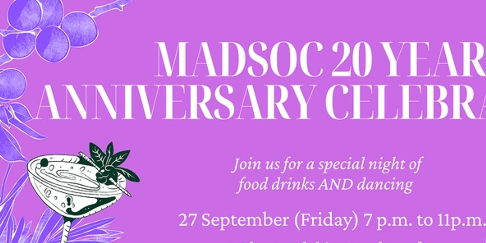 Banner image for MADSOC 20 YEAR ANNIVERSARY 