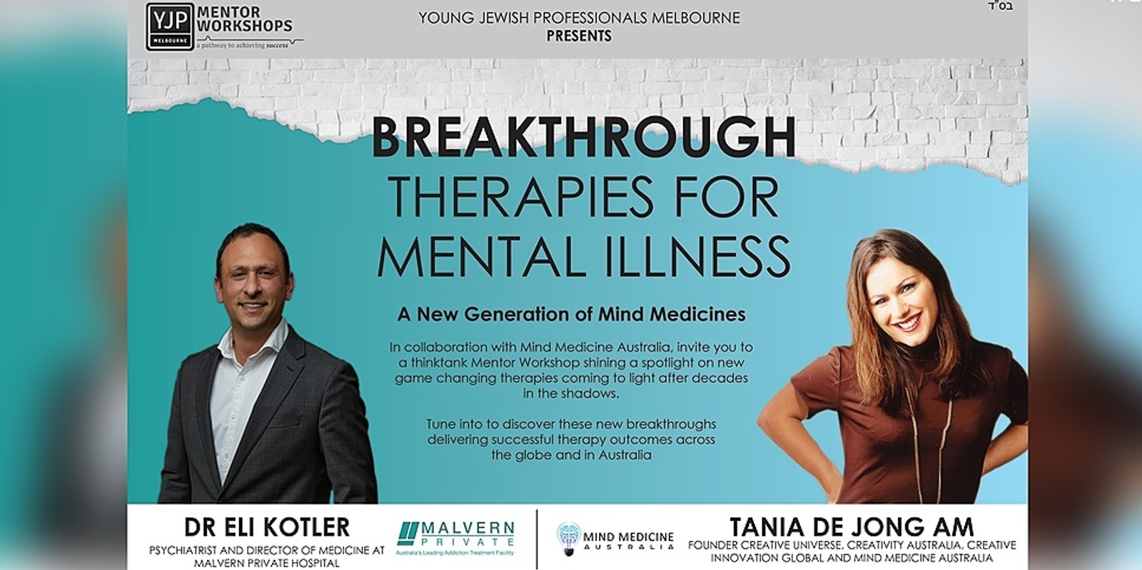 Banner image for BREAKTHROUGH THERAPIES FOR MENTAL ILLNESS - A New Generation of Mind Medicines