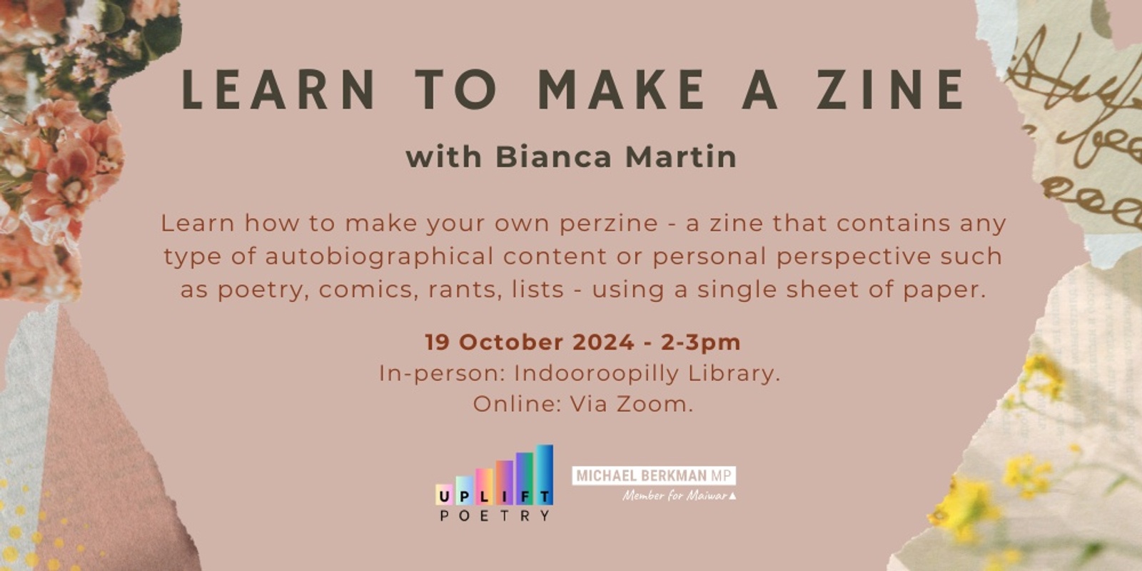 Banner image for Learn to make a zine with Bianca Martin