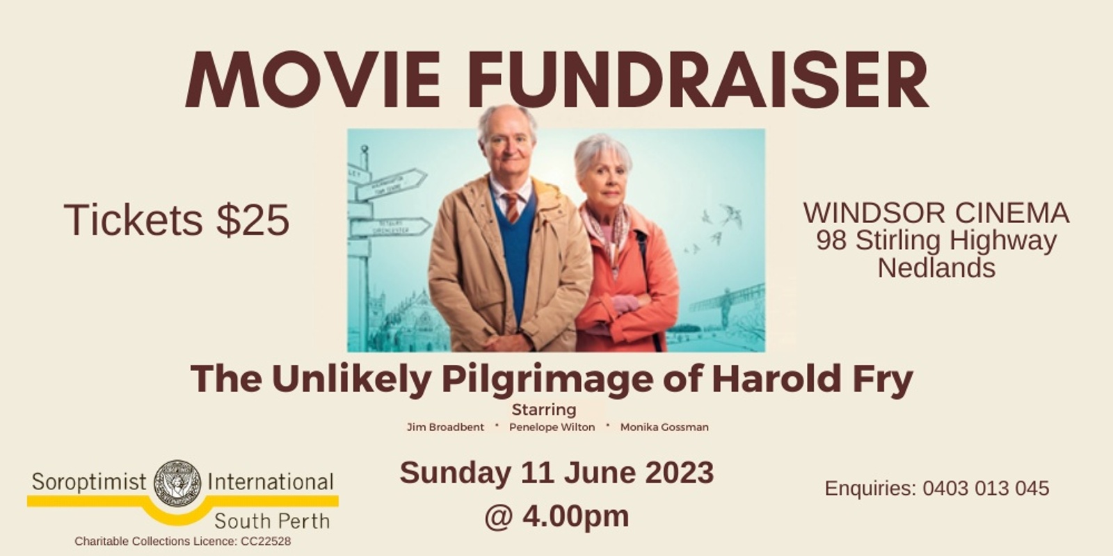 Banner image for Movie Fundraiser - The Unlikely Pilgrimage of Harold Fry