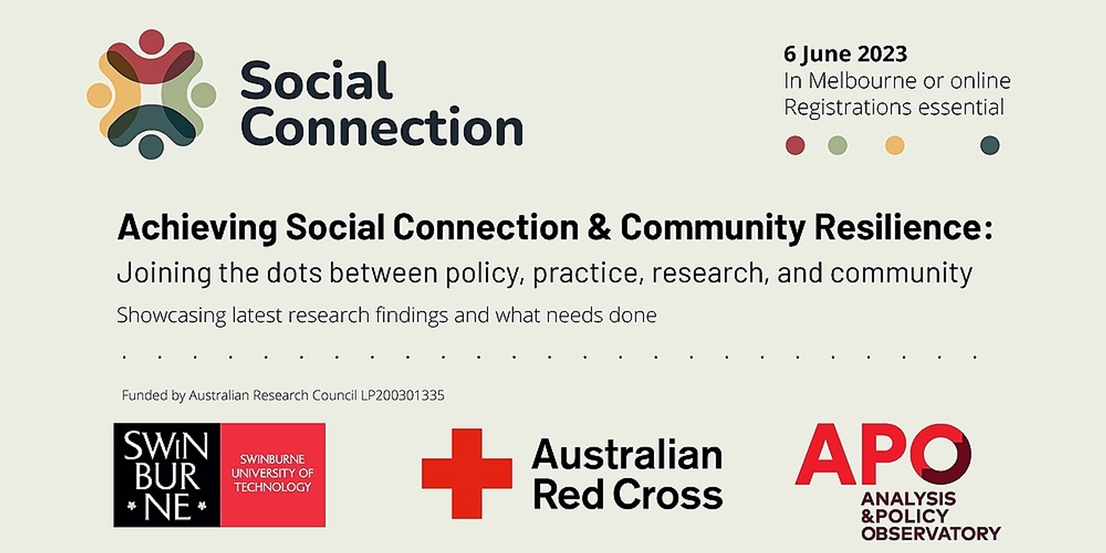 Achieving Social Connection & Community Resilience: joining the dots between policy, practice, research and community