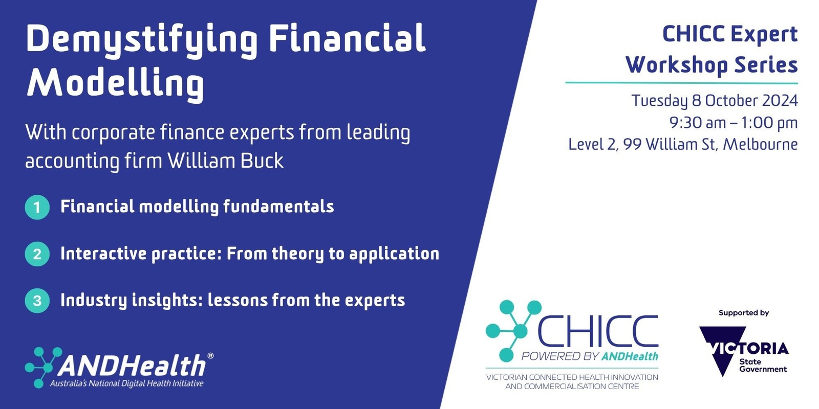 Banner image for CHICC Expert Workshop - Demystifying Financial Modelling  