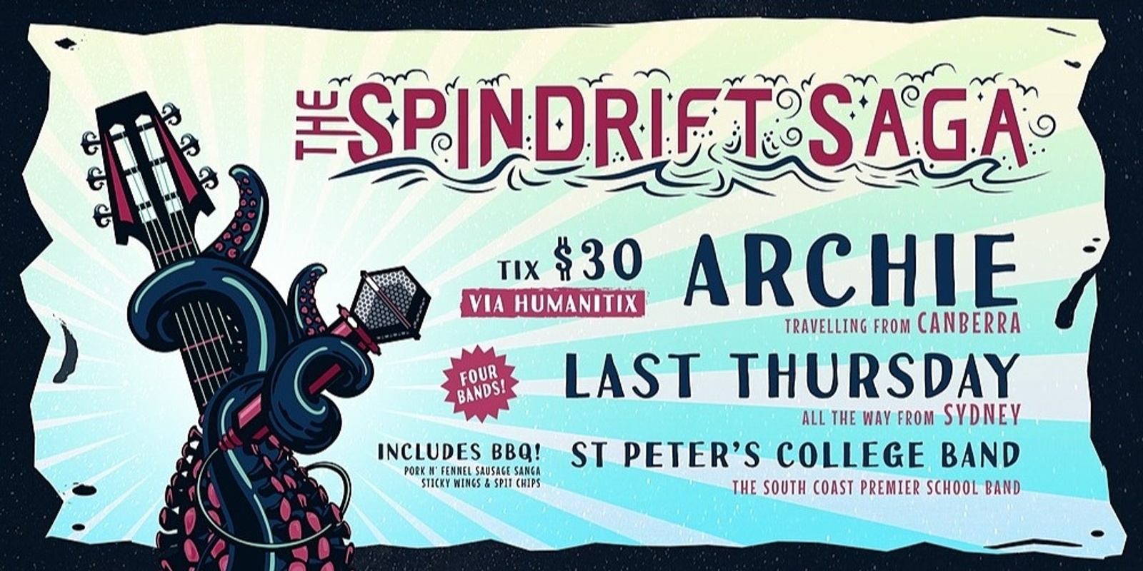 Banner image for The Spindrift Saga, ARCHIE, Last Thursday and the St Peter's College Band @ Smokey Dan's