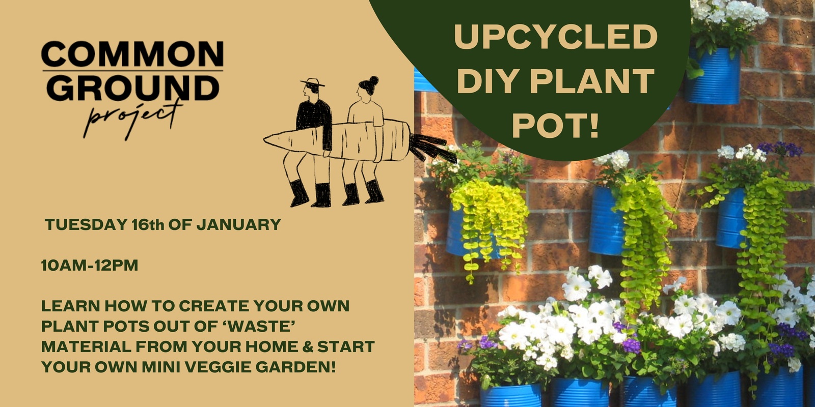 Banner image for Kids Upcycling Workshop - Plant Pot + Plant A Seedling: 