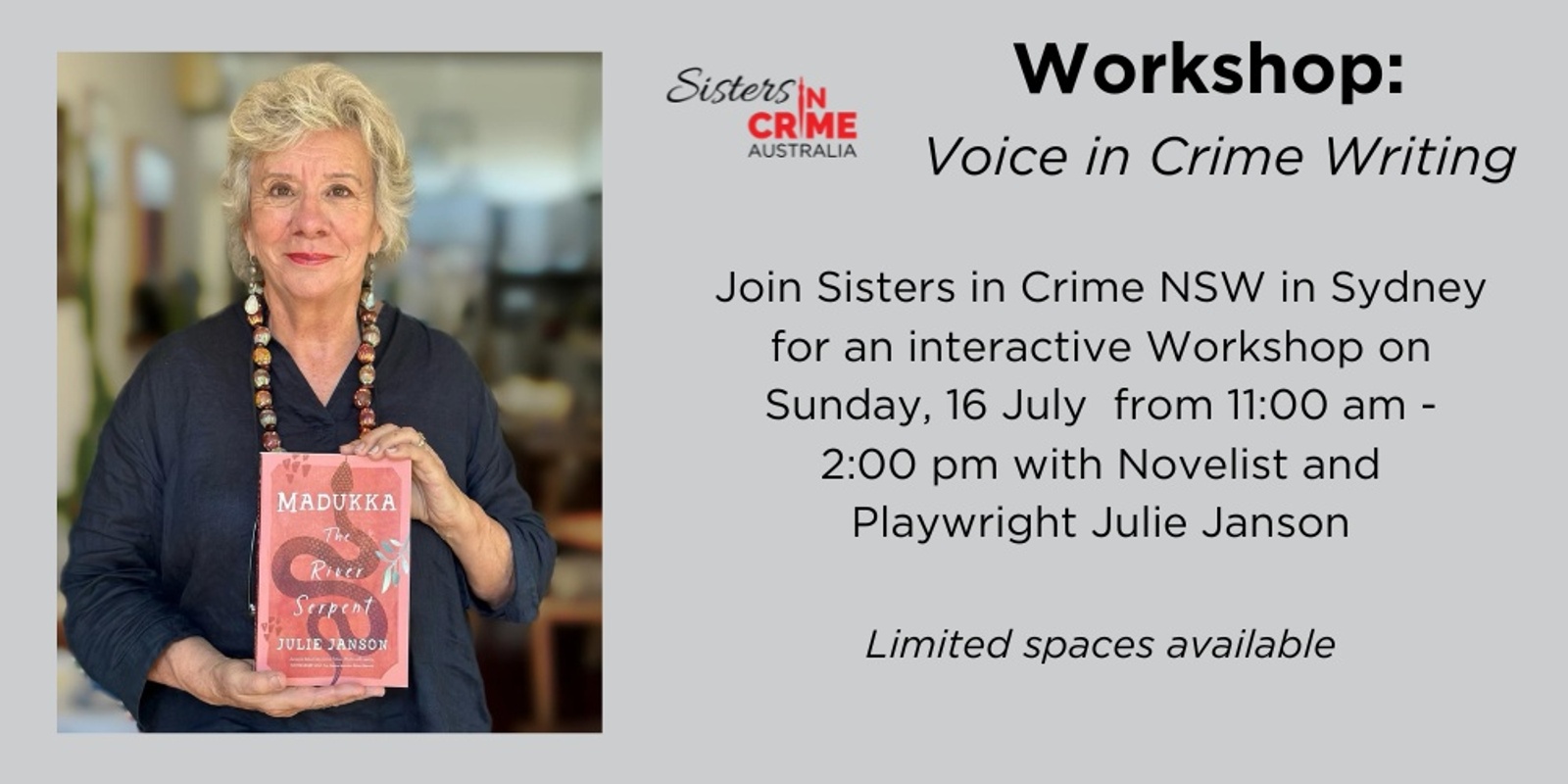 Banner image for Workshop: Voice in Crime Writing