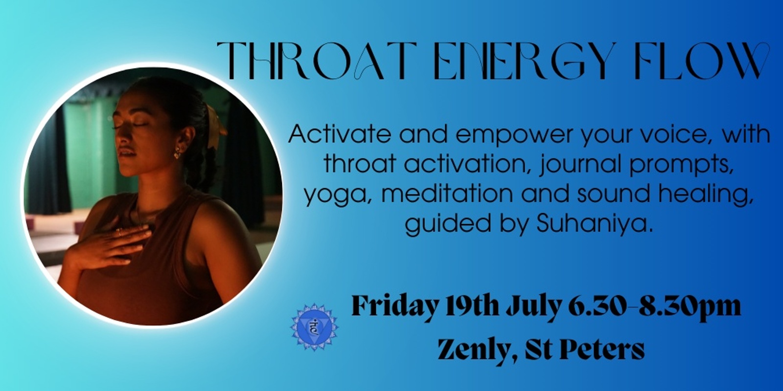 Banner image for Throat Energy Flow: Throat Activation, Yoga and Sound Healing to open your Throat Chakra