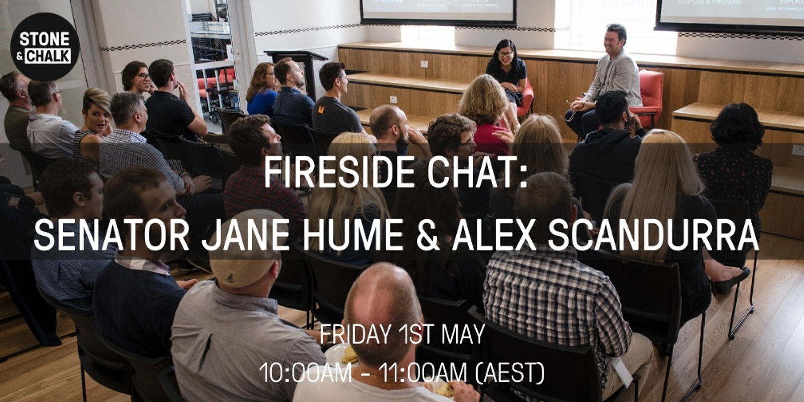Banner image for Stone & Chalk Presents: A Fireside chat with Senator Jane Hume & Alex Scandurra