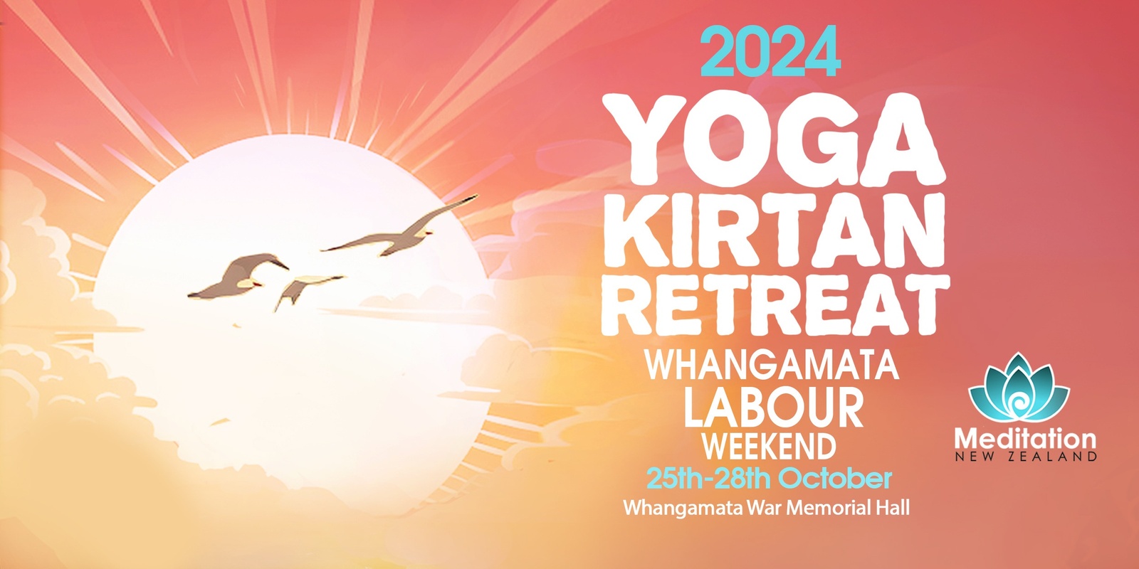 Banner image for Meditation New Zealand's Whangamata Yoga Kirtan Retreat 2024 - Labour Weekend!