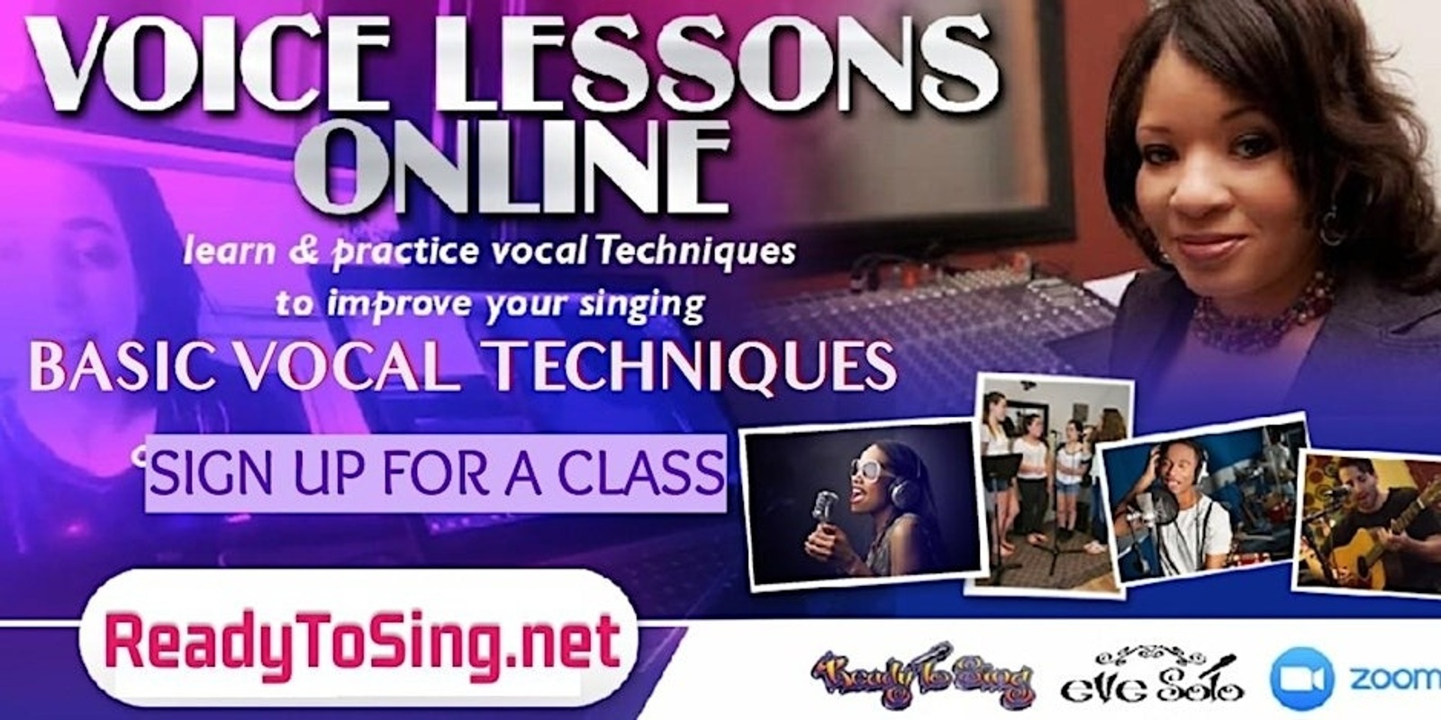 Banner image for ReadyToSing Voice Lessons  Basic Vocal Techniques 